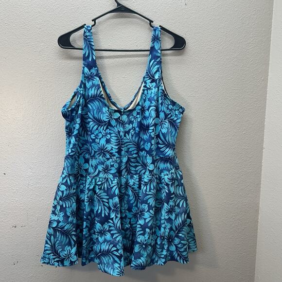 Maxine of Hollywood Floral Swim Dress One Piece Swimsuit Size 26W Vintage - Picture 5 of 8